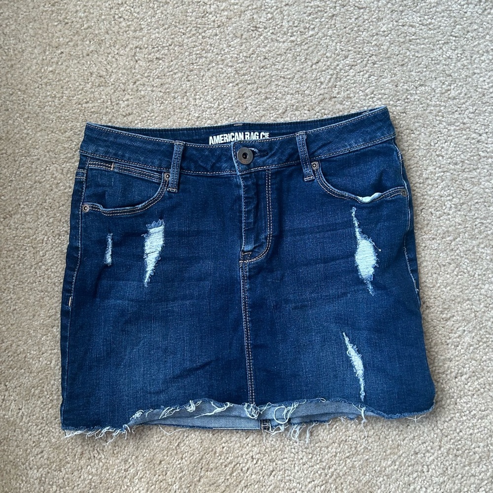 Distressed Denim Miniskirt